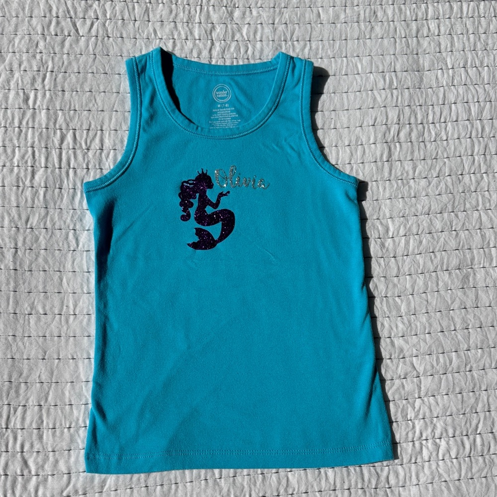 Mermaid Graphic Kids Tank Top - Blue